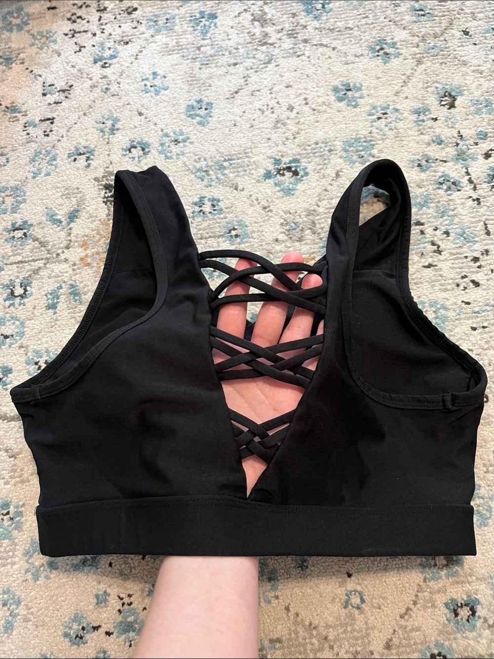 Avia Lace-up back black sports bra